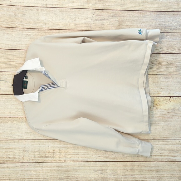 J. Crew Cream Long Sleeve Rugby Polo Shirt Medium - Picture 2 of 12
